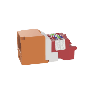 Conector Jack RJ45 Estilo T, Mini-Com, Categoría 5e, de 8 posiciones y 8 cables, Color Naranja