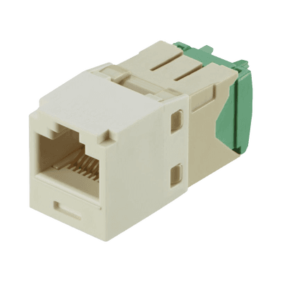 Conector Jack RJ45 Estilo TG, Mini-Com, Categoría 6, de 8 posiciones y 8 cables de Calibre 28/30 AWG, Color Blanco