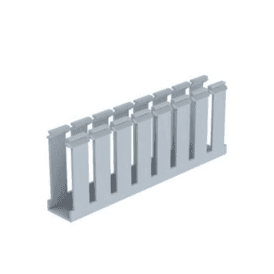 Canaleta Ranurada de PVC sin Tapa, Tipo G, 1.25 in de Ancho, 3.12 in de Alto y 1800 mm de Largo, Color Gris