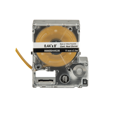 Casete de Etiquetas Continuas Termorretráctil 11.2 mm. de Ancho x 2.4 Metros (7.87 Pies) de Largo. Poliolefina Amarilla