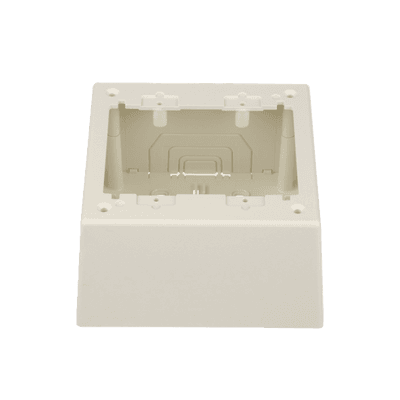 Caja de Pared Superficial Doble, con Divisor Opcional, Uso Universal con Placas de Pared, Color Blanco Mate