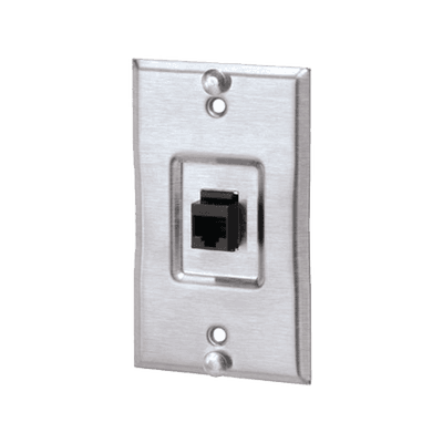Placa de Pared Telefónica, Salida de 1 Puerto Keystone, Con Jack Cat5e Estilo TP, de Acero Inoxidable
