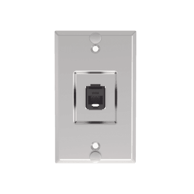 Placa de Pared Telefónica, Salida de 1 Puerto Keystone, con Jack Cat6 Estilo 110 de Impacto, de Acero Inoxidable