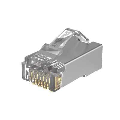 Plug RJ45 Cat5e Blindado, Para Cable UTP de Calibres 24-26 AWG, Chapado en Oro de 50 micras, Paquete de 100 piezas