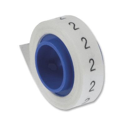 Rollo de Etiquetas Marcadoras, Pre-Impresos con el Número 2, de 2.4 Metros (7.87 Pies), Color Blanco