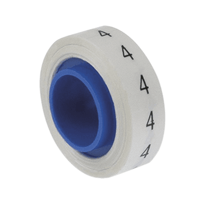 Rollo de Etiquetas Marcadoras, Pre-Impresos con el Número 4, de 2.4 Metros (7.87 Pies), Color Blanco
