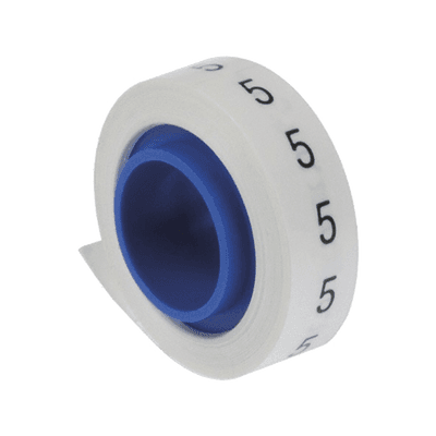 Rollo de Etiquetas Marcadoras, Pre-Impresos con el Número 5, de 2.4 Metros (7.87 Pies), Color Blanco