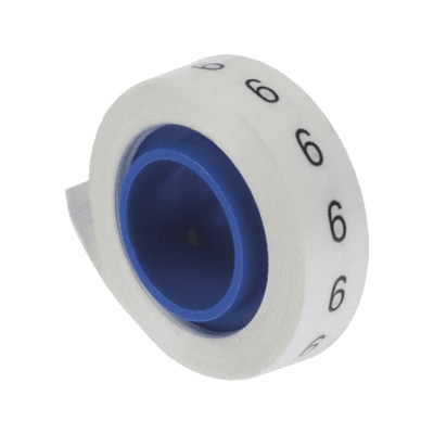 Rollo de Etiquetas Marcadoras, Pre-Impresos con el Número 6, de 2.4 Metros (7.87 Pies), Color Blanco