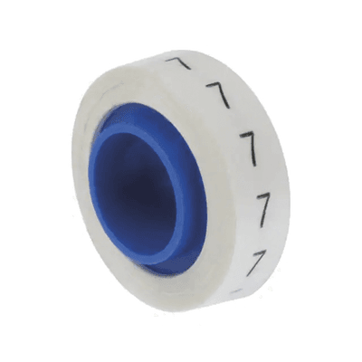 Rollo de Etiquetas Marcadoras, Pre-Impresos con el Número 7, de 2.4 Metros (7.87 Pies), Color Blanco