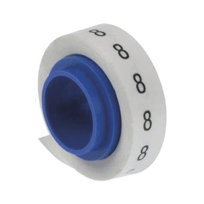 Rollo de Etiquetas Marcadoras, Pre-Impresos con el Número 8, de 2.4 Metros (7.87 Pies), Color Blanco