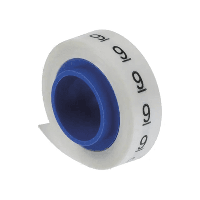 Rollo de Etiquetas Marcadoras, Pre-Impresos con el Número 9, de 2.4 Metros (7.87 Pies), Color Blanco