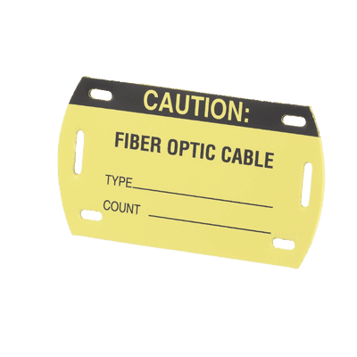Kit de 5 Etiquetas Autolaminadas para Fibra Óptica, Para Uso Interior/Exterior, Dimensiones de 90.42 x 52.32 mm (3.56 x 2.06 pulgadas), Color Negro con Amarillo