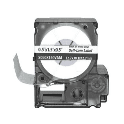 Casete de 175 Etiquetas Autolaminadas de 12.7 x 38.1 mm (0.5 x 1.5 pulgadas), para Cables de 4 a 8.1 mm (0.16 a 0.32 pulgadas) de Diámetro, Área de Impresión Color Blanco