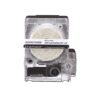 Casete de 200 Etiquetas Autolaminadas de 25.4 x 38.1 mm (1 x 1.5 Pulgadas), para Cables de 3.1 a 7 mm (0.12 a 0.28 Pulgadas) de Diámetro, Área de Impresión Color Blanco