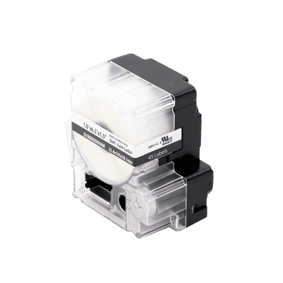 Casete de 45 Etiquetas Autolaminadas de 25.4 x 165.1 mm (1 x 6.5 pulgadas), para Cables de 4 a 8.1 mm (0.16 a 0.32 pulgadas) de Diámetro, Área de Impresión Color Blanco