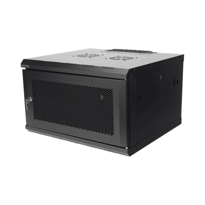 Gabinete de Pared PRECISION 19 in 6UR (455mm) - Puerta Perforada Incluye: 2 Ventiladores y Panel Cepillo