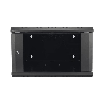 Gabinete de Pared PRECISION 19 in 6UR (455mm) - Cristal Templado. Incluye: 2 Ventiladores y Panel Cepillo