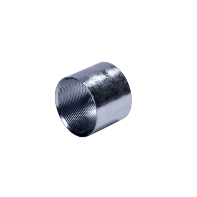 Cople de 1 1/2" ( 38 mm) para Tubo Pared Gruesa (IMC) /Galvanizado / Etiqueta Amarilla.