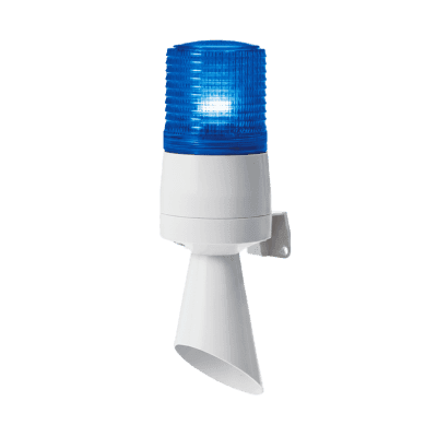 Luz LED con patrones de destello fijo y destellante con buzzer incorporado de alto volumen Máx. 95 dB color Azul 110 VCA