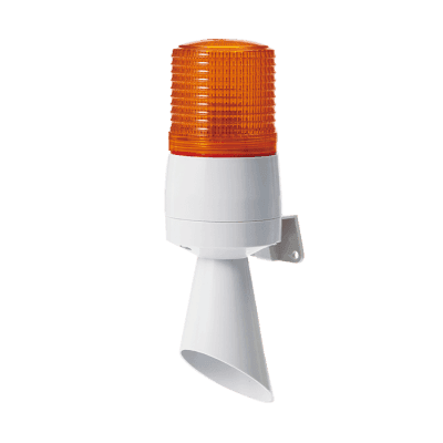 Luz LED con patrones de destello fijo y destellante con buzzer incorporado de alto volumen Máx. 95 dB color Ámbar 24 VCD