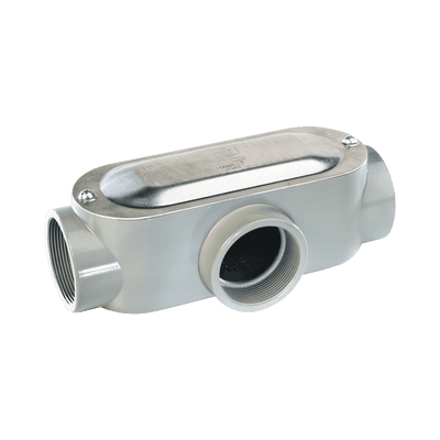 Caja oval roscada tipo T de 3" chica (76.2 mm) incluye tapa y tornillos.