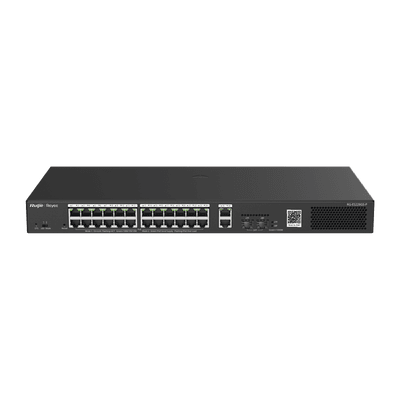 Switch Smart PoE con 24 puertos Gigabit PoE 802.3af/at + 2 SFP para fibra 1Gb, gestión gratuita desde la nube, 370w