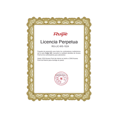 Paquete de expansión para controladores inalámbricos serie Ruijie WS hasta 1024 APs interior en techo o 2048 APs interior montaje en pared.