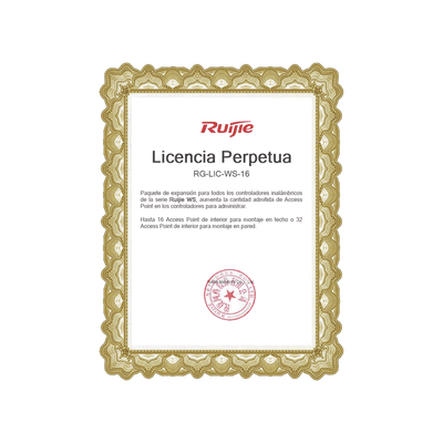 Paquete de expansión para controladores inalámbricos serie Ruijie WS hasta 16 APs interior en techo o 32 APs interior montaje en pared.