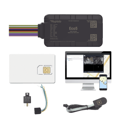KIT Dispositivo de Rastreo Vehicular / Conectividad LTE Cat1 y LTE-M / BLE 5.0 / GNSS U-blox / Carcasa IP54 / Batería Interna de Respaldo / Detecta Interferencias / Incluye SIM500MB2Y, EPCOMGPSCODE, Relay y boton SOS