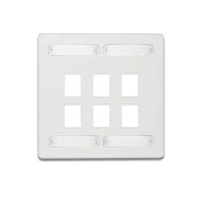 Placa de Pared Doble Modular 10G MAX de 6 Salidas, Color Blanco