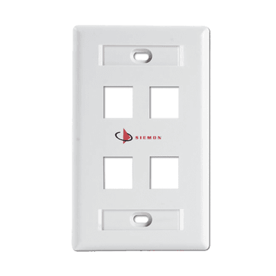 Placa de Pared Keystone de 4 Salidas, Color Blanco, para Jacks Keystone Z-MAX y MAX