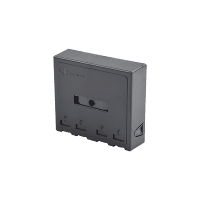 Caja de Montaje Superficial, Acepta 4 Módulos MAX, Con Puerta Protectora, Color Negro