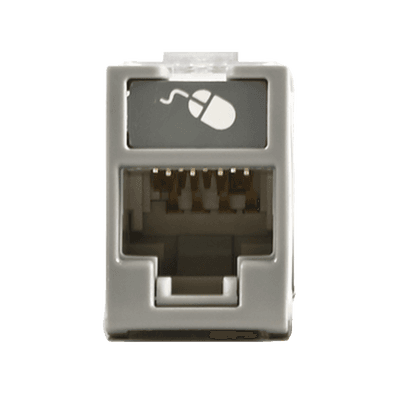 Jack UltraMAX Cat5e, UTP, Montaje híbrido en Placa de Pared (Plano y Angulado), Color Gris, Punch Down