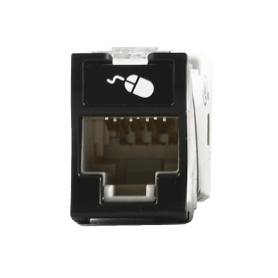 Jack UltraMAX Cat6A, UTP, Montaje híbrido en Placa de Pared (Plano y Angulado), Color Negro, Punch Down