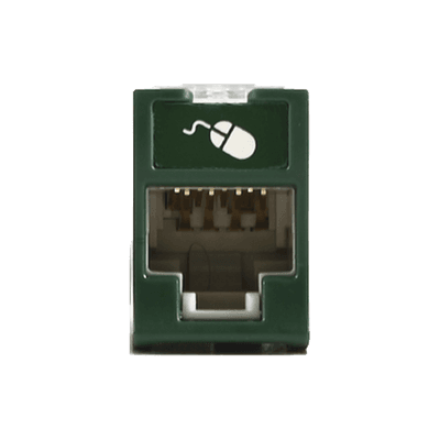 Jack UltraMAX Cat6, UTP, Montaje híbrido en Placa de Pared (Plano y Angulado), Color Verde, Punch Down