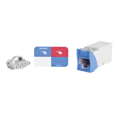 Jack Z-MAX UTP Categoría 6, Montaje híbrido en Placa de Pared (Plano y Angulado), Color Azul