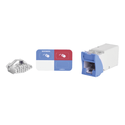 Jack Z-MAX UTP Categoría 6, Montaje híbrido en Placa de Pared (Plano y Angulado), Color Azul, Versión Bulk (Sin Empaque Individual)