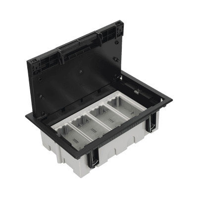Caja Para Instalación en Piso Falso para Voz, Datos o Contactos Eléctricos / Capacidad para 4 Módulos / Espacio Embellecedor en la Tapa / Profundidad Ajustable de 90 a 120 mm (3.54 a 4.72 pulgadas) / Los Módulos se Adquieren Aparte / (SF410/14CY)
