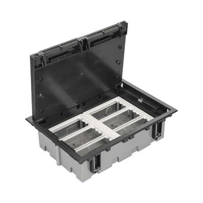Caja Para Instalación en Piso Falso para Voz, Datos o Contactos Eléctricos / Capacidad para 6 Módulos / Espacio Embellecedor en la Tapa / Profundidad Ajustable de 90 a 120 mm (3.54 a 4.72 pulgadas) / Los Módulos se Adquieren Aparte / (SF610/14CY)