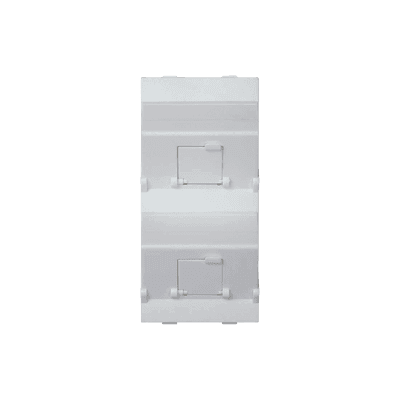 (S80BMD64/9) Placa Voz y Datos Inclinada con Guardapolvo y Adaptador Doble para RJ45 Keystone