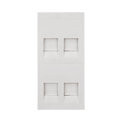 Placa Plana de Voz y Datos con Guardapolvo para 4 RJ45 / Color Blanco / 4 Puertos para Jacks Keystone / Compatible con Cajas de Pavimento SM-CPAV-2 y SM-CPAV-4 / Modelo S76C/9