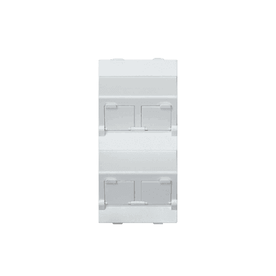 (S80CMD64/9) Placa Voz y Datos Inclinada con Guardapolvo y Adaptador Cuádruple para RJ45 Keystone