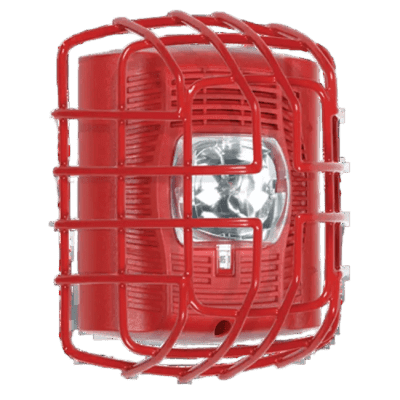 Protector De Rejilla Anti Vandalismo Y Golpes Accidentales, Color Rojo, Para Sirenas/Estrobos/Bocinas System Sensor, Montaje a Ras, 7.40"Altox6.15"Anchox3.39"Profundidad