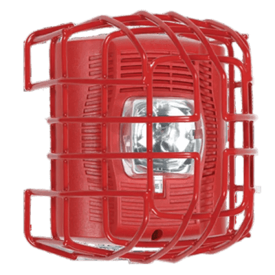 Protector De Rejilla Anti Vandalismo Y Golpes Accidentales, Color Rojo, Para Sirenas/Estrobos/Bocinas System Sensor, Montaje En Superficie, 7.49"Altox6.74"Anchox6.09"Profundidad