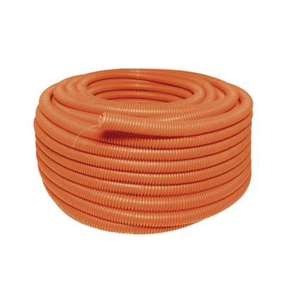 Manguera Poliducto Corrugado Flexible Naranja Reforzado de 1" x 50 m Para Instalaciones Eléctricas /Polietileno Alta Densidad HDPE/ Con guía /Resistente a Intemperie.