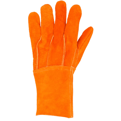 Guantes de Carnaza Largo/ Refuerzo en Palma / Resistente a Abrasión y Temperaturas Moderadas.