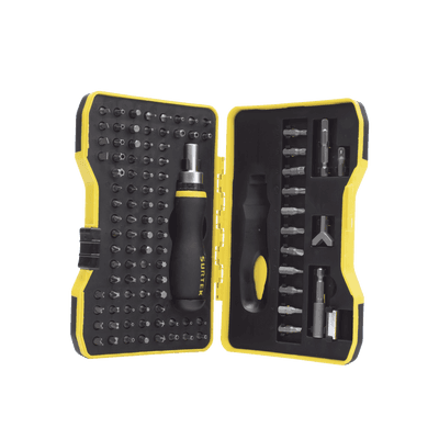 Juego de 101 puntas intercambiables con accesorios en juego, incluye destornillador tipo matraca.