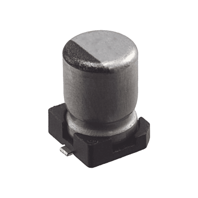 Capacitor Electrolítico de Aluminio tipo SMD de 10uF, 35V, 20%, 5 x 6.1 mm.