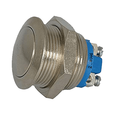 Botón Interruptor Momentáneo Antivandálico, SPST, Normalmente Abierto, 2 Amp. Niquel.