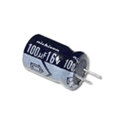 Capacitor Electrolítico de Aluminio,  Radial de 100 µFd, 16 Vcc, 105 °C,  5.0 x 11 mm.